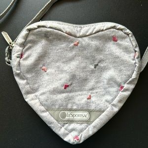 CUTEST LeSportac heart shaped bag in light gray! Used only a couple times.